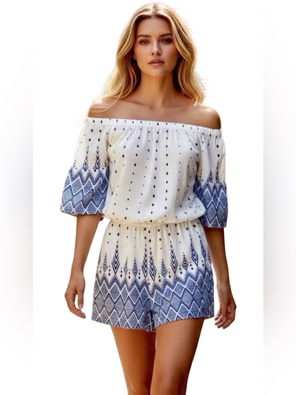 Collective Concepts Women’s 3/4 Sleeve Above-the-Knee Dress. Blue, White. XS​​​